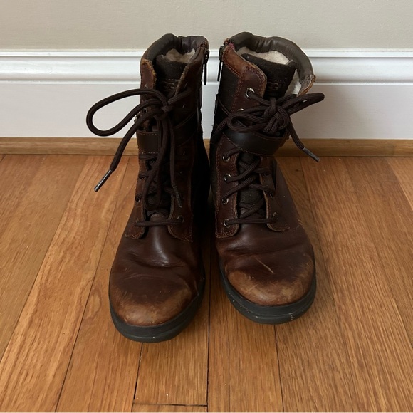 Ugg Australia Kesey Brown Lace Up Leather Combat Outdoor Boot Women’s Size 6 - Picture 4 of 9